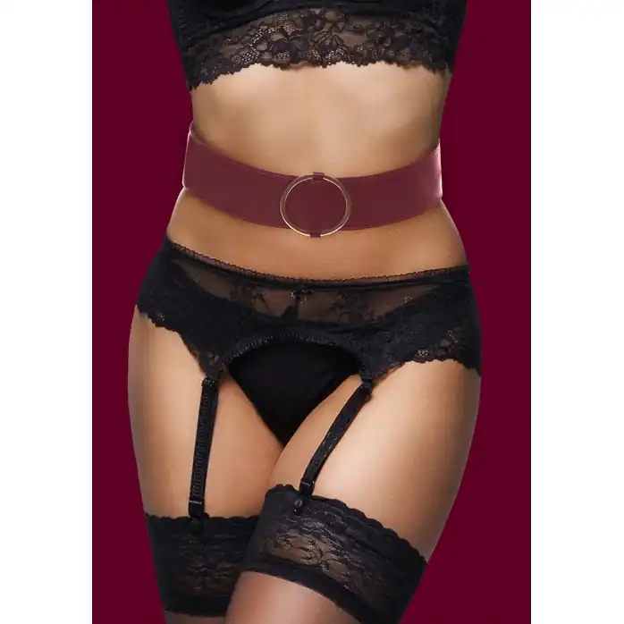 Бордовый ремень Halo Waist Belt - размер L-XL - Ouch!. Фотография 5.