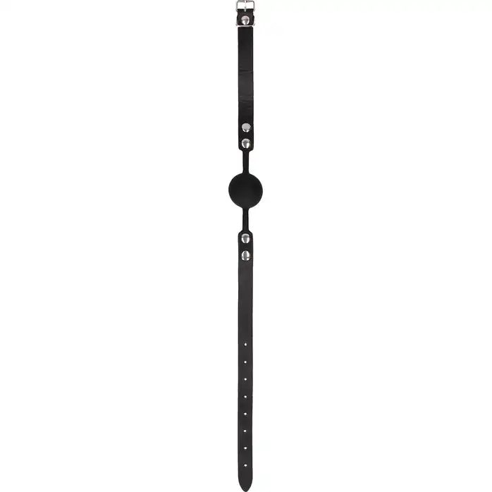 Черный кляп-шарик Silicone Ball Gag with Adjustable Bonded Leather Straps - Ouch!. Фотография 2.