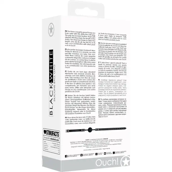 Черный кляп-шарик Silicone Ball Gag with Adjustable Bonded Leather Straps - Ouch!. Фотография 4.