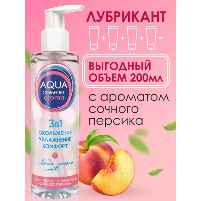 Гель-лубрикант на водной основе Aqua Comfort Aroma с ароматом персика - 195 гр - Серия Aqua Comfort. Фотография 4.
