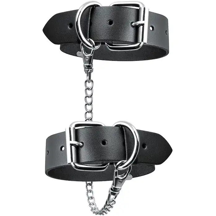 Черные кожаные оковы в в минималистичном дизайне - NOTABU REAL LEATHER