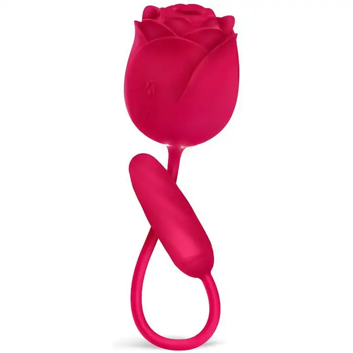 Малиновый двойной вибростимулятор - VIVA ROSE TOYS. Фотография 2.