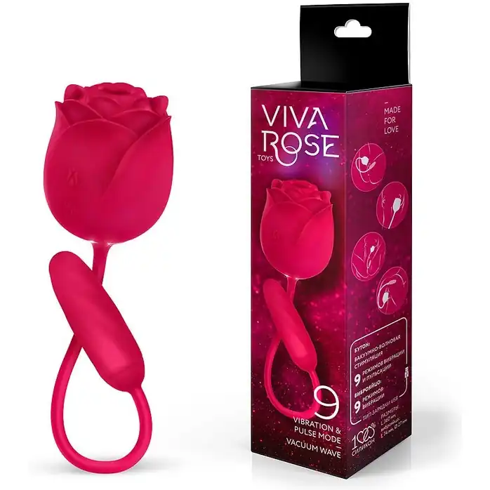 Малиновый двойной вибростимулятор - VIVA ROSE TOYS