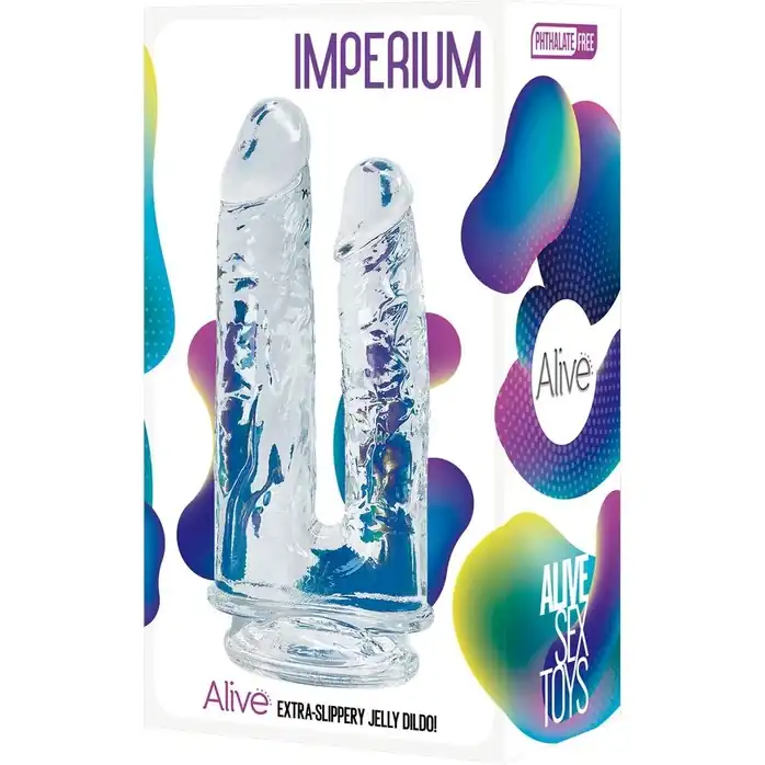 Прозрачный анально-вагинальный фаллоимитатор на присоске Imperium Jelly Dildo - 18 см - Alive. Фотография 2.