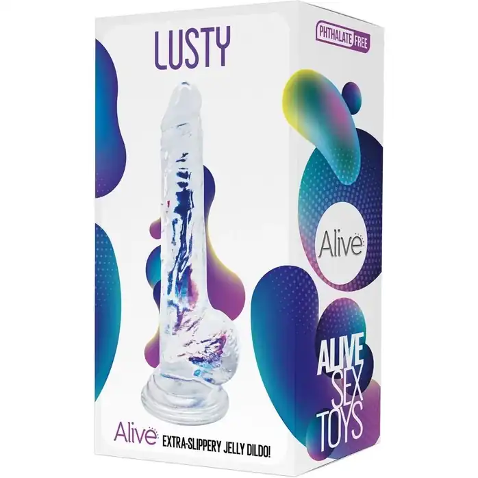 Прозрачный фаллоимитатор на присоске Lusty Jelly Dildo - 18 см - Alive. Фотография 2.