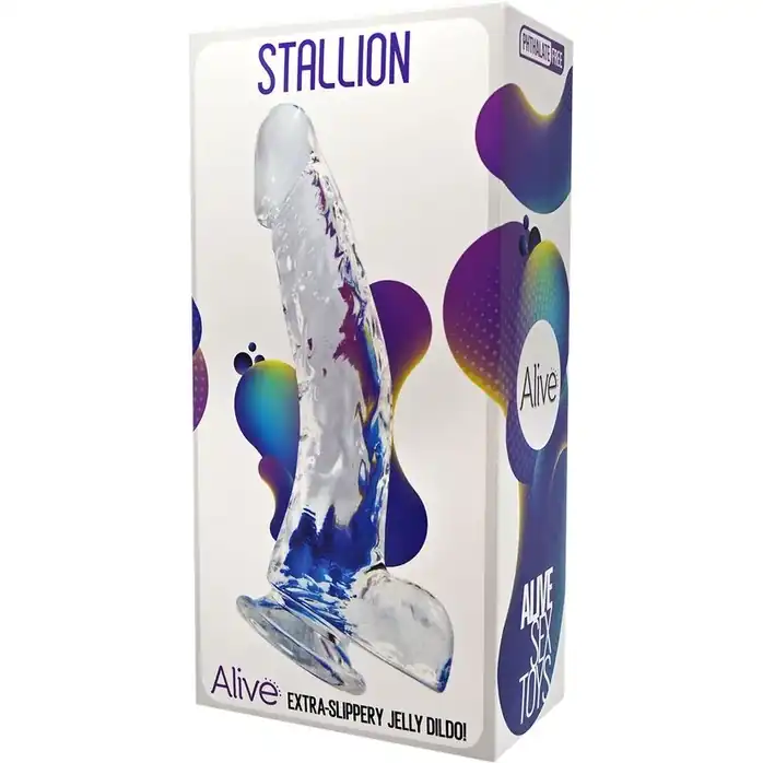 Прозрачный фаллоимитатор на присоске Stallion Jelly Dildo - 22 см - Alive. Фотография 2.