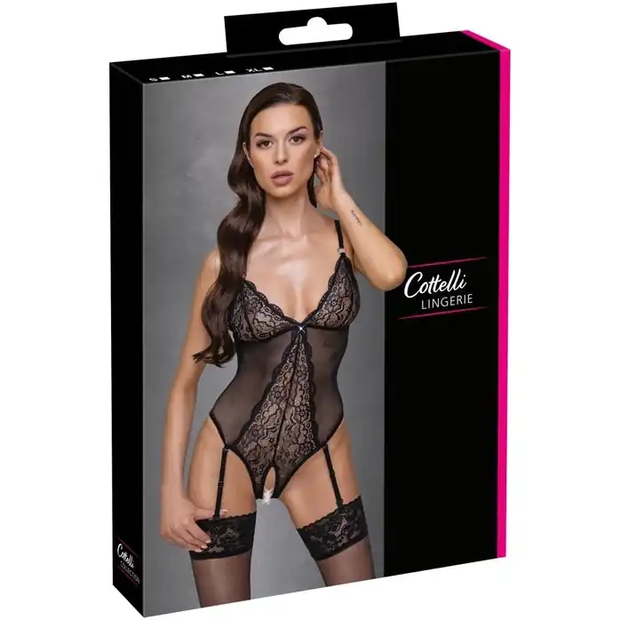 Полупрозрачное боди с кружевом - Cottelli Collection. Фотография 4.
