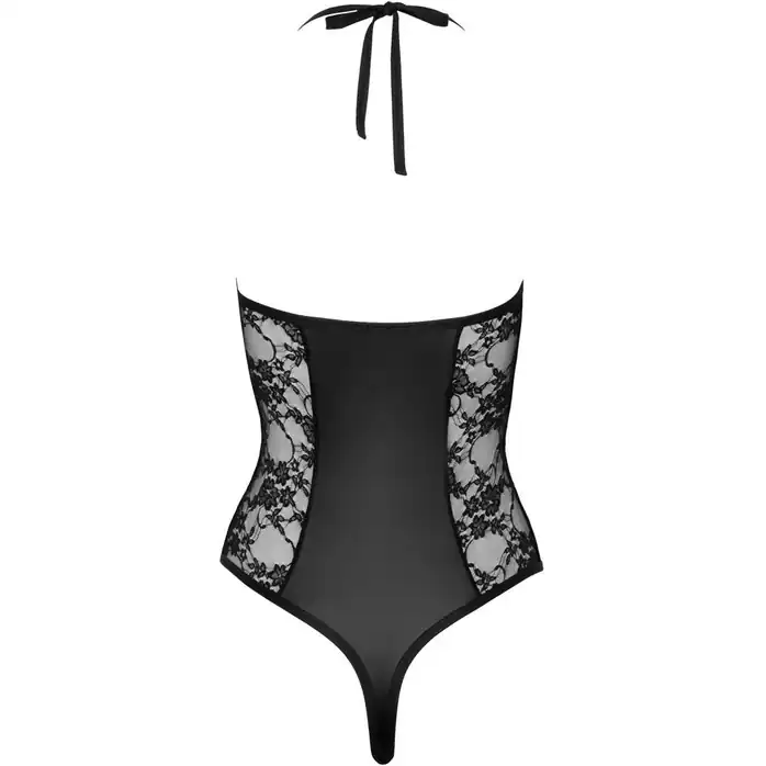 Сексуальное боди из цветочного кружева и wet-look материала - Cottelli Collection. Фотография 5.