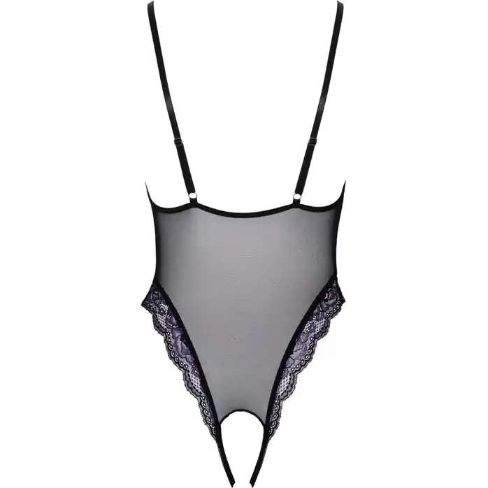Боди из тонкой сеточки с двухцветным цветочным кружевом - Cottelli Collection. Фотография 5.
