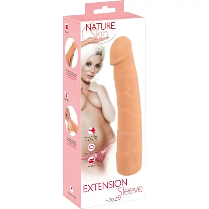 Телесная насадка-удлинитель Extension Sleeve - 25 см - Nature Skin. Фотография 10.
