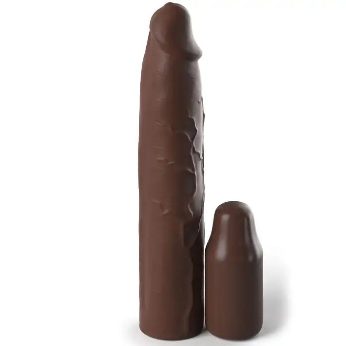 Коричневая насадка-удлинитель 3 Inch Silicone Mega X-tension - 22,9 см - Fantasy X-tensions Elite