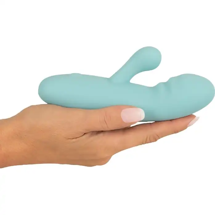 Бирюзовый мини-вибратор с клиторальным отростком Rabbit Vibrator - 15,5 см - You2Toys. Фотография 3.
