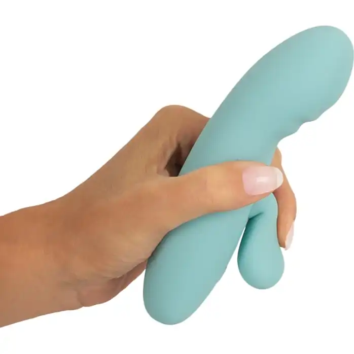 Бирюзовый мини-вибратор с клиторальным отростком Rabbit Vibrator - 15,5 см - You2Toys. Фотография 5.