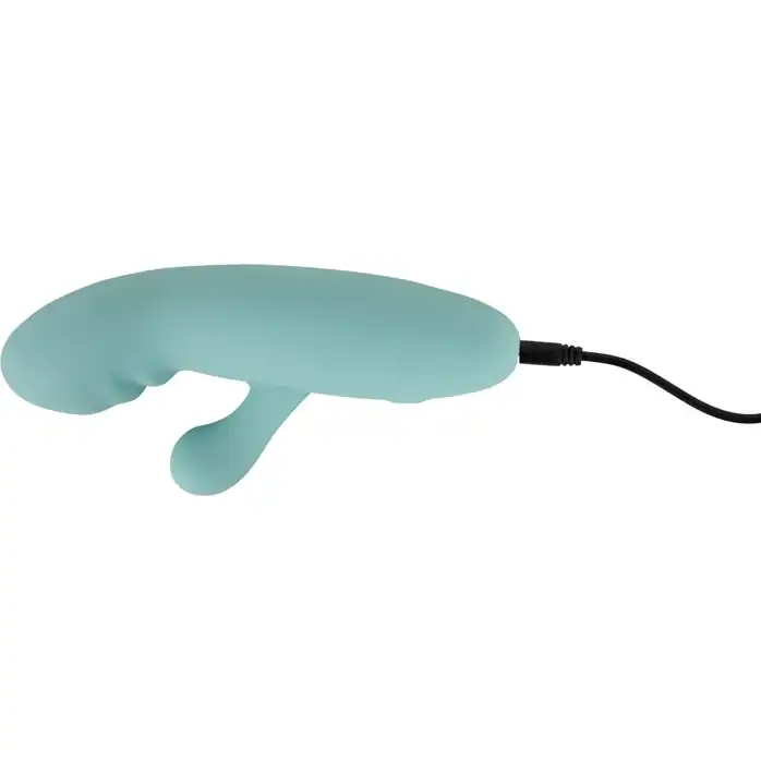 Бирюзовый мини-вибратор с клиторальным отростком Rabbit Vibrator - 15,5 см - You2Toys. Фотография 10.