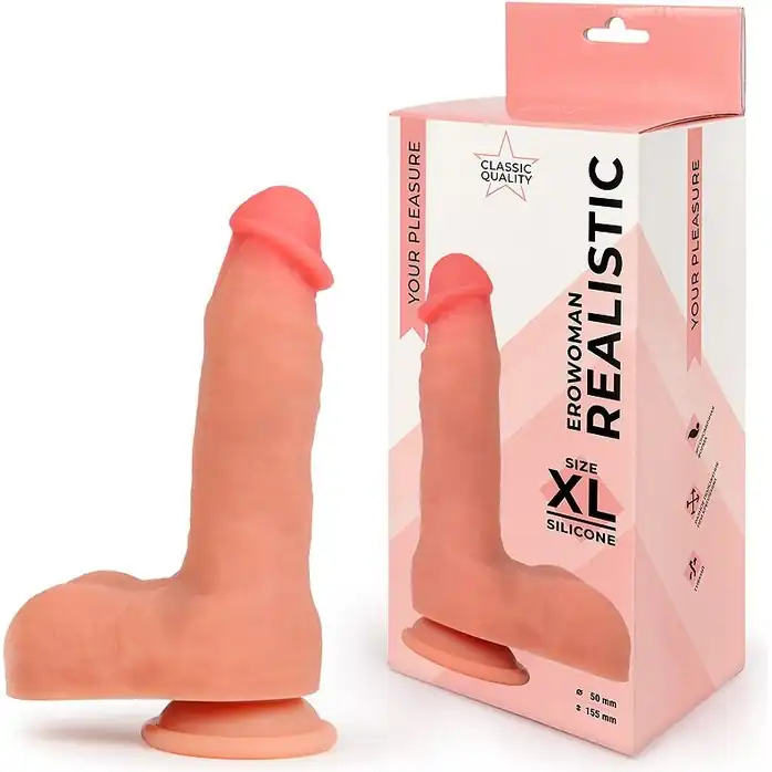 Телесный фаллоимитатор на присоске Erowoman Realistic - EROWOMAN REALISTIC