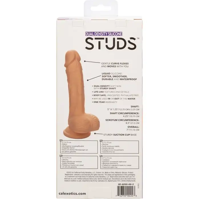 Телесный фаллоимитатор Dual Density Silicone Studs - 17,75 см - Studs. Фотография 11.