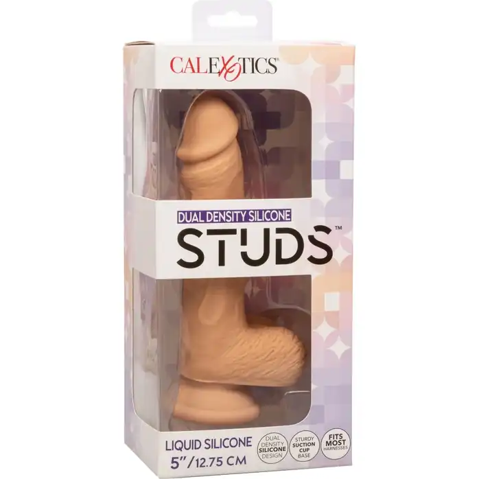 Телесный фаллоимитатор Dual Density Silicone Studs - 17,75 см - Studs. Фотография 10.