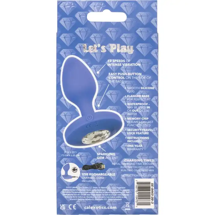 Синяя анальная вибропробка Medium Rechargeable Vibrating Probe - 9,5 см - Cheeky. Фотография 9.