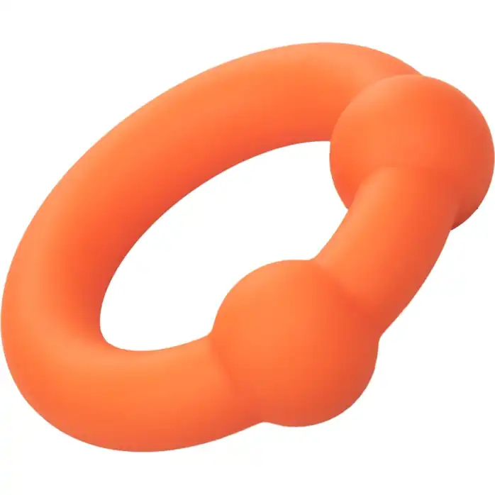 Оранжевое эрекционное кольцо Liquid Silicone Dual Ball Ring - Alpha. Фотография 6.