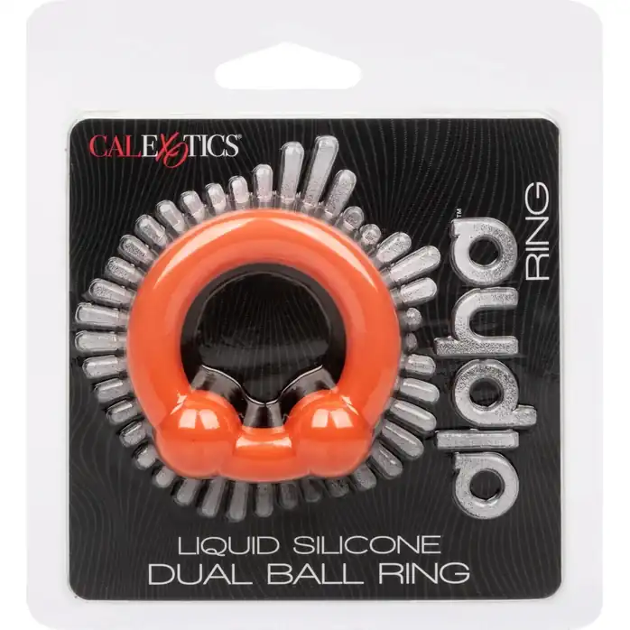 Оранжевое эрекционное кольцо Liquid Silicone Dual Ball Ring - Alpha. Фотография 7.