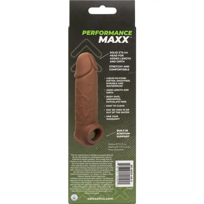 Коричневая удлиняющая насадка на член Life-Like Extension 7” - 17,75 см - Performance Maxx. Фотография 11.