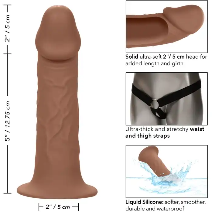 Коричневый фаллопротез Life-Like Extension with Harness - 17,75 см - Performance Maxx. Фотография 4.