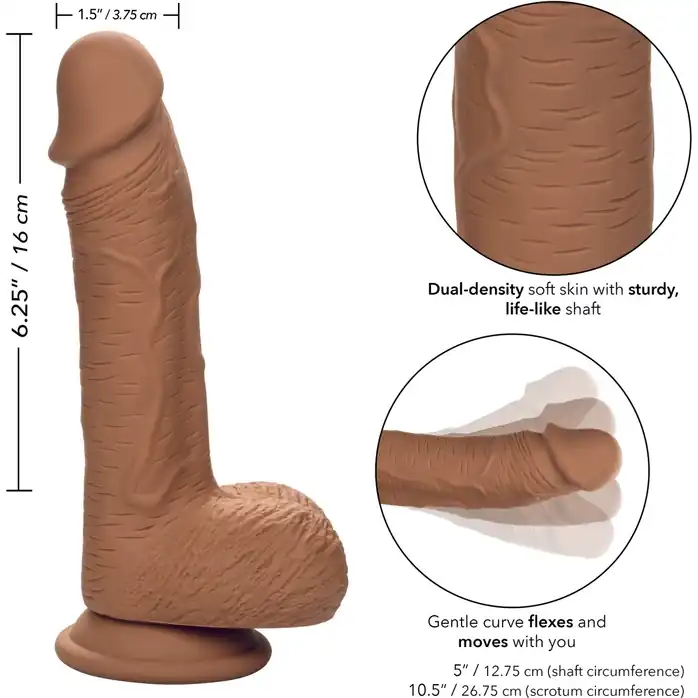 Коричневый фаллоимитатор Dual Density Silicone Studs - 21,5 см - Studs. Фотография 4.