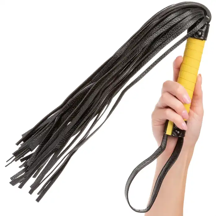 Черная плеть с желтой рукоятью Boundless Flogger - 69,25 см - Boundless. Фотография 3.