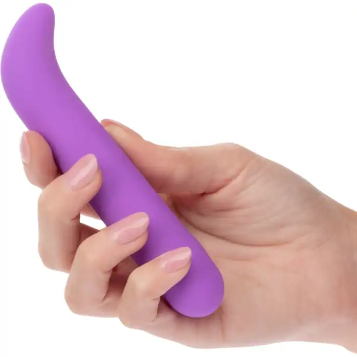 Фиолетовый мини-вибромассажер Liquid Silicone Mini G Vibe для стимуляции зоны G - 10,75 см - Bliss. Фотография 3.
