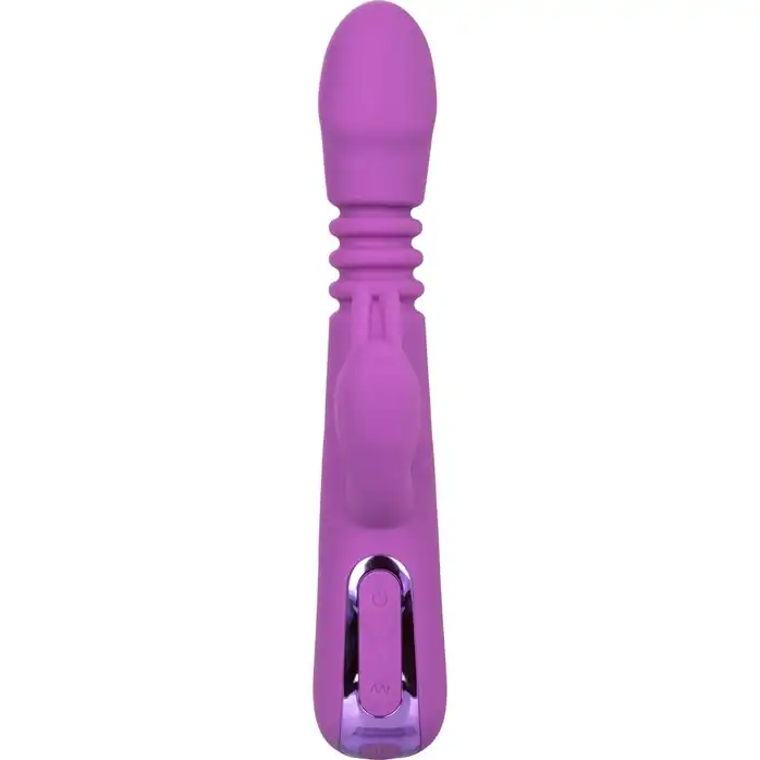 Фиолетовый вибратор-кролик Elite Thrusting Rabbit с возвратно-поступательными движениями - 23,5 см - Jack Rabbits. Фотография 5.