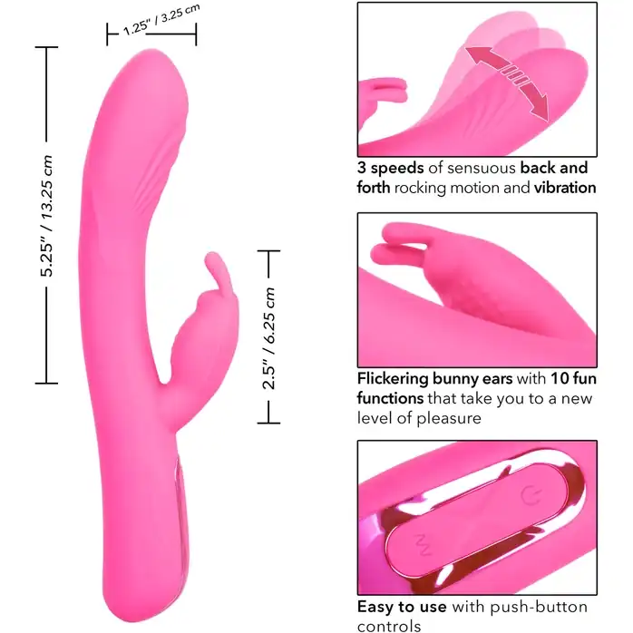 Розовый вибратор-кролик Elite Rocking Rabbit - 22,75 см - Jack Rabbits. Фотография 4.