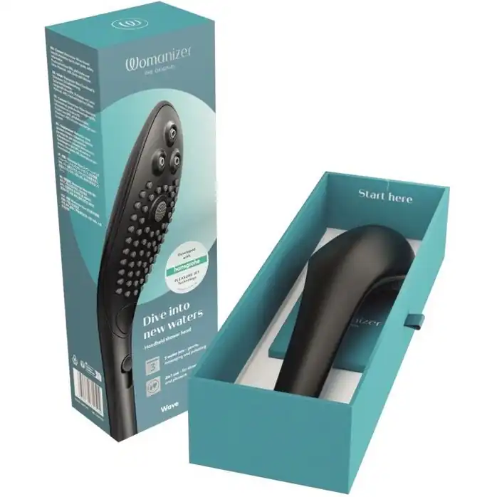 Черная насадка для душа Womanizer Wave. Фотография 5.