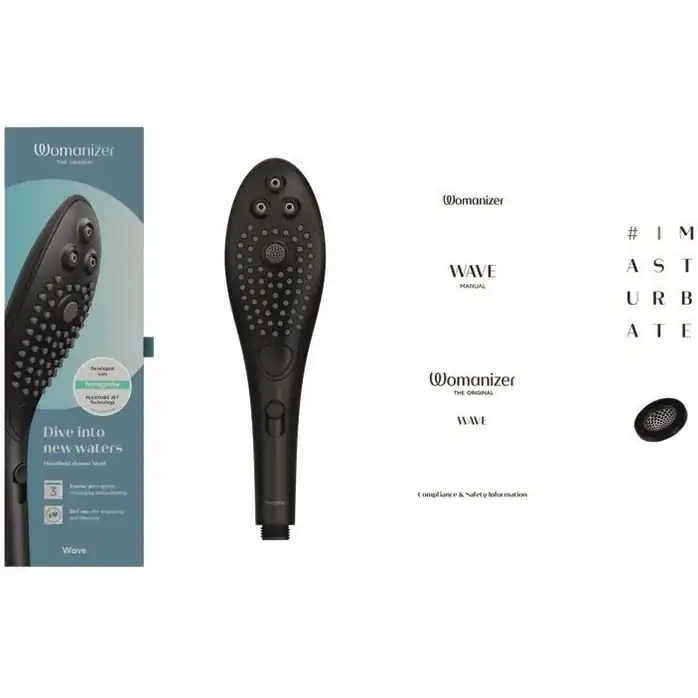 Черная насадка для душа Womanizer Wave. Фотография 6.