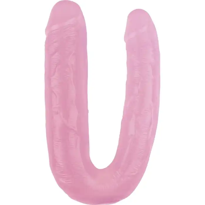Розовый двусторонний фаллоимитатор 17.7 Inch Dildo - 22,5 см - Hi-Rubber