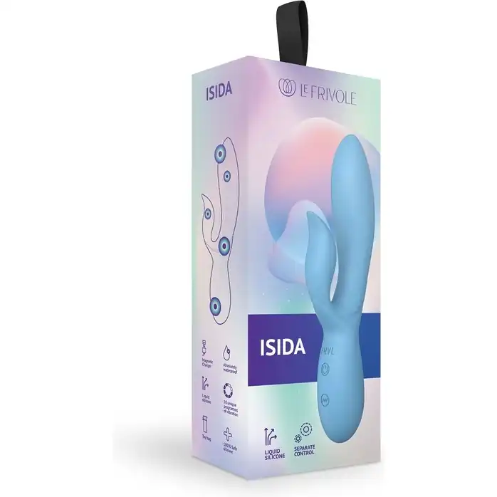 Голубой вибратор-кролик из силикона Isida - 21 см - Infinite collection. Фотография 2.