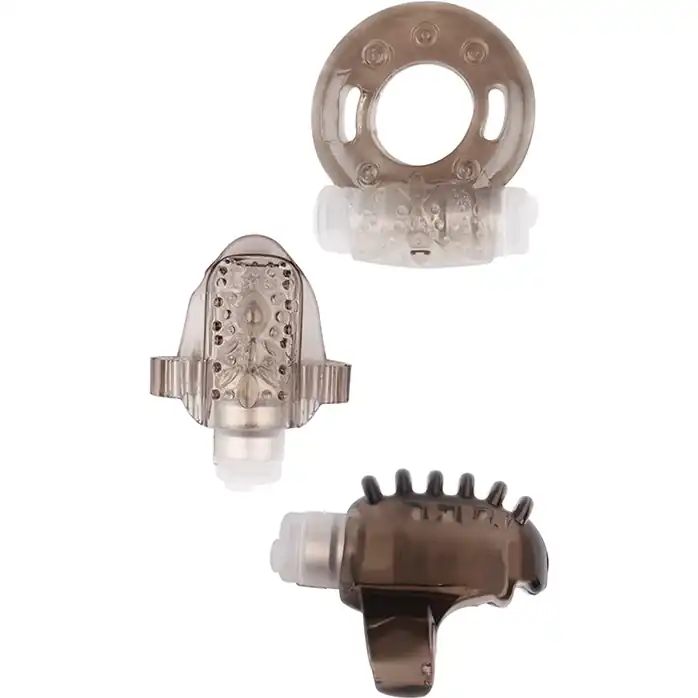 Набор из 3 дымчатых эрекционных колец с вибрацией Teasers Ring Kit - GK Power