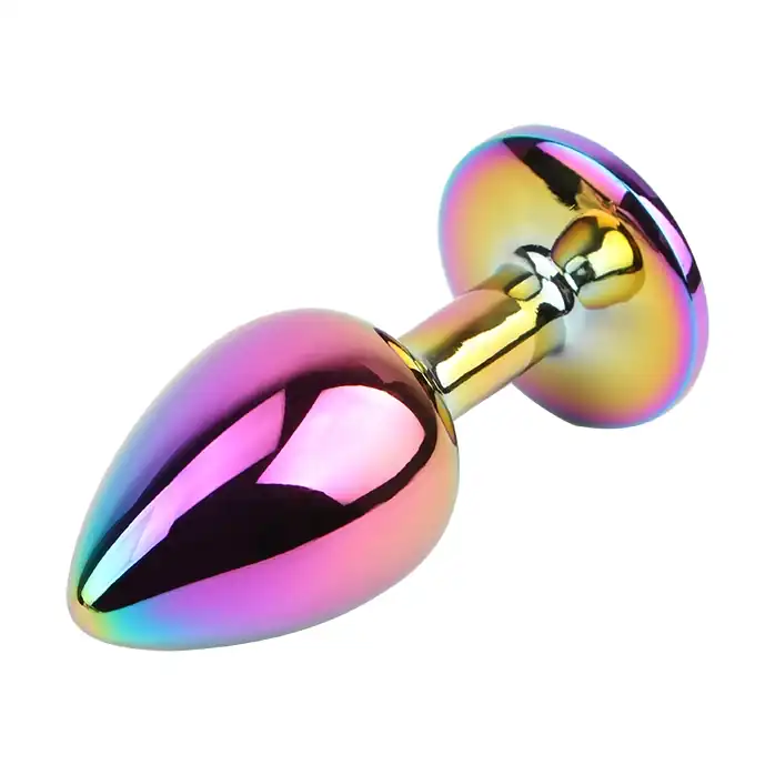 Радужная металлическая пробка Jewelled Metel Butt Plug - 7,1 см - Hi-Basic