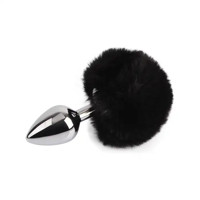 Серебристая анальная втулка с заячьим хвостиком Frolics Fur Tail Butt Plug - Fierce Euphoria. Фотография 3.