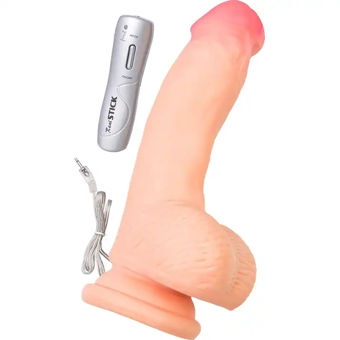 Телесный реалистичный вибратор на присоске - 19 см - RealStick Elite