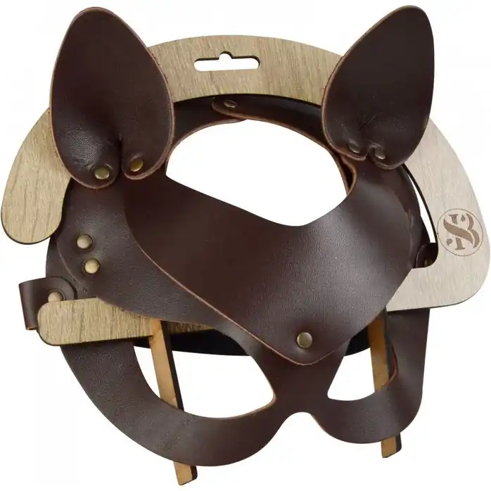 Коричневая кожаная маска Кошечка - BDSM accessories. Фотография 3.