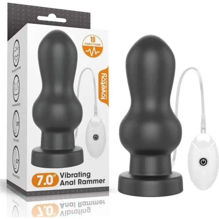Черная анальная вибровтулка 7 King Sized Vibrating Anal Rammer - 18 см
