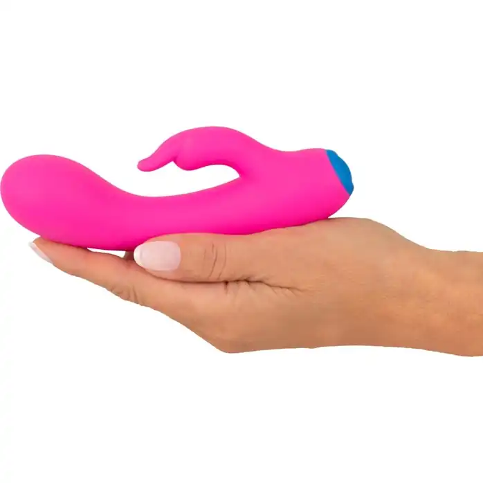 Розовый мини-вибратор со стимулятором клитора - 14,5 см - You2Toys. Фотография 4.