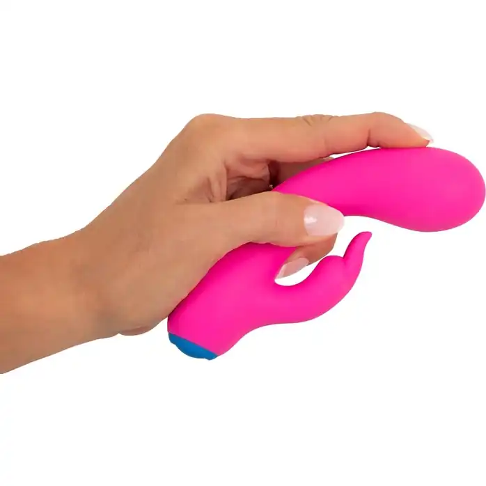 Розовый мини-вибратор со стимулятором клитора - 14,5 см - You2Toys. Фотография 5.