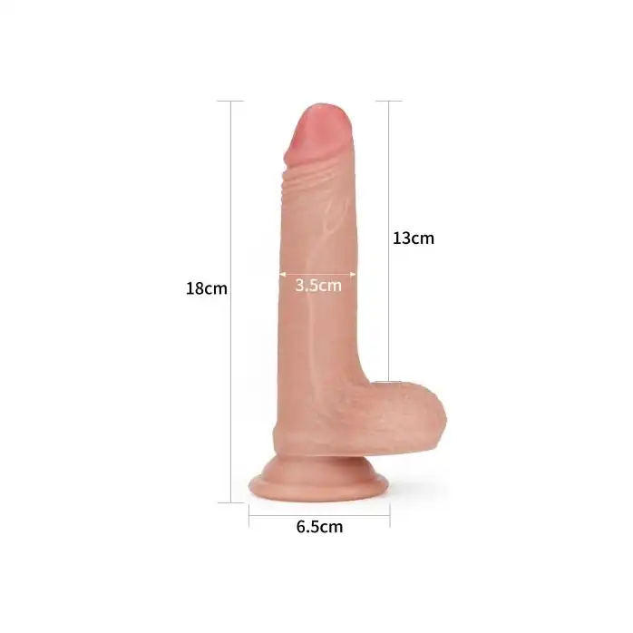 Телесный фаллоимитатор 7’’ Dual layered Platinum Silicone Cock - 18 см. Фотография 2.