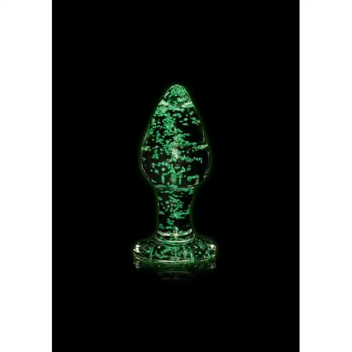 Стеклянная анальная пробка Glow in The Dark Large - 9 см - Ouch!. Фотография 4.