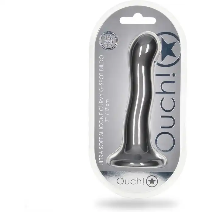 Серый фаллоимитатор Ultra Soft - 18 см - Ouch!. Фотография 2.