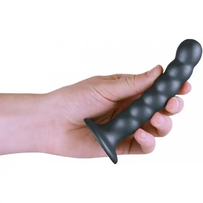 Серый фаллоимитатор Beaded G-Spot - 13,8 см - Ouch!. Фотография 5.