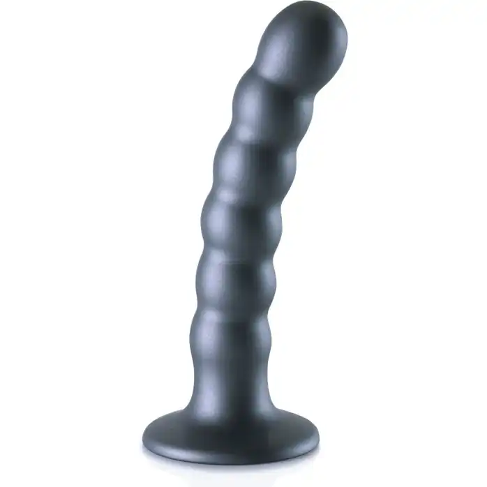 Серый фаллоимитатор Beaded G-Spot - 13,8 см - Ouch!