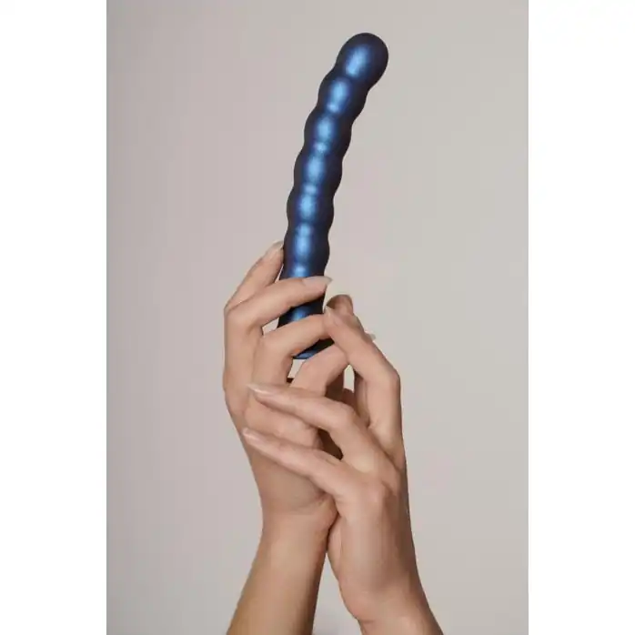 Синий фаллоимитатор Beaded G-Spot - 17 см - Ouch!. Фотография 5.