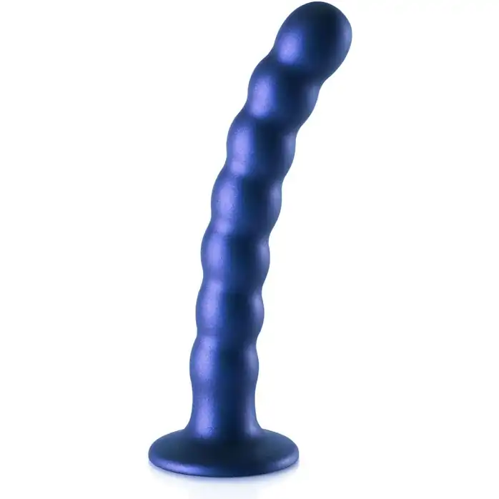 Синий фаллоимитатор Beaded G-Spot - 17 см - Ouch!